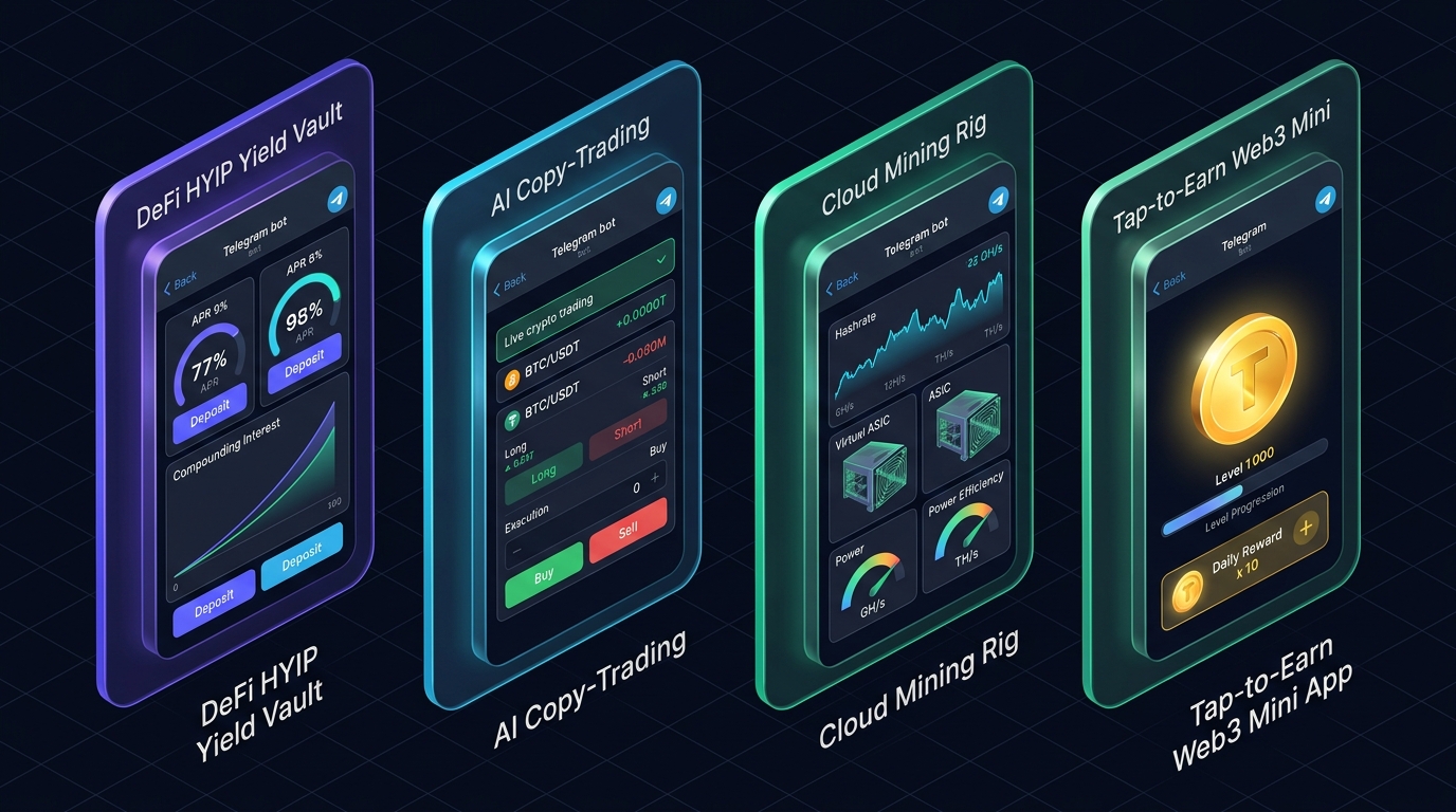 ZeroBotCode Multi-Bot Ecosystem Showcase: HYIP, AI CopyTrading, Cloud Mining, and Web3 Mini Apps